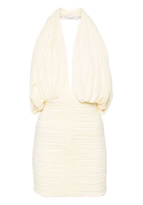 Ivory draped-design dress - women